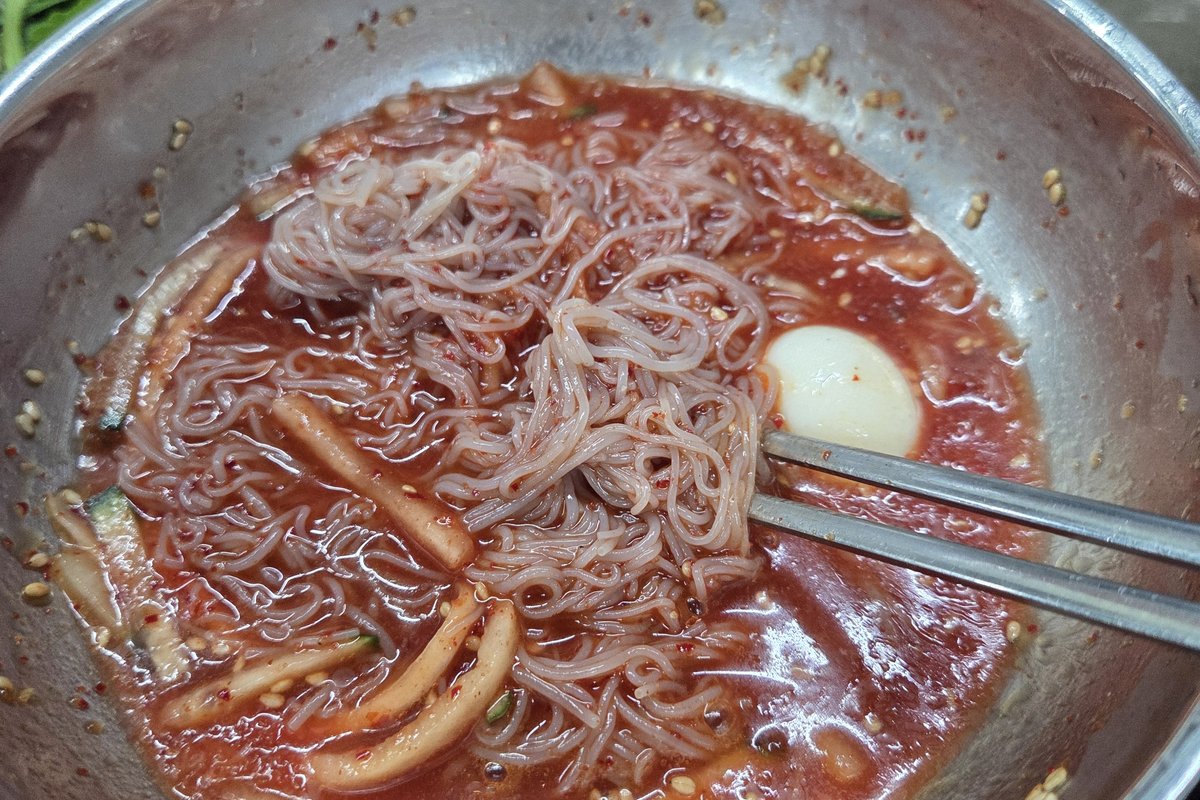 마운자로 40일차 저녁 곁들임으로 나온 비빔국수