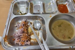마운자로 22일차 점심을 거의 다 비운 급식판 썸네일