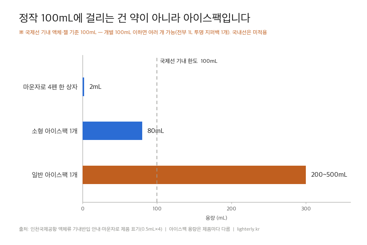 마운자로 비행기 반입 — 약은 기내인데, 아이스팩은 못 들고 탑니다