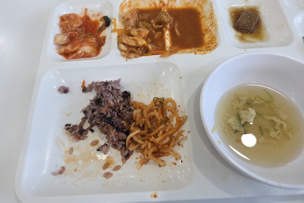 마운자로 46일차 저녁 식사 후 절반쯤 남긴 식판