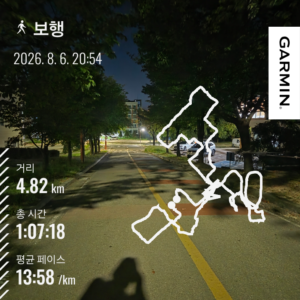 마운자로 49일차 밤 산책 기록 4.82km 1시간 7분 썸네일
