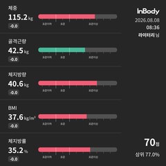인바디 다이얼 H40NWi 가정용 체성분측정기 측정 화면